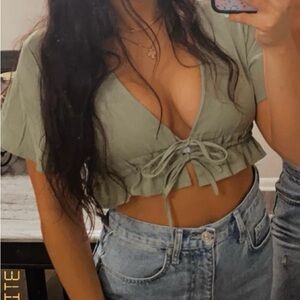 SHEIN Olive Green Crop Top